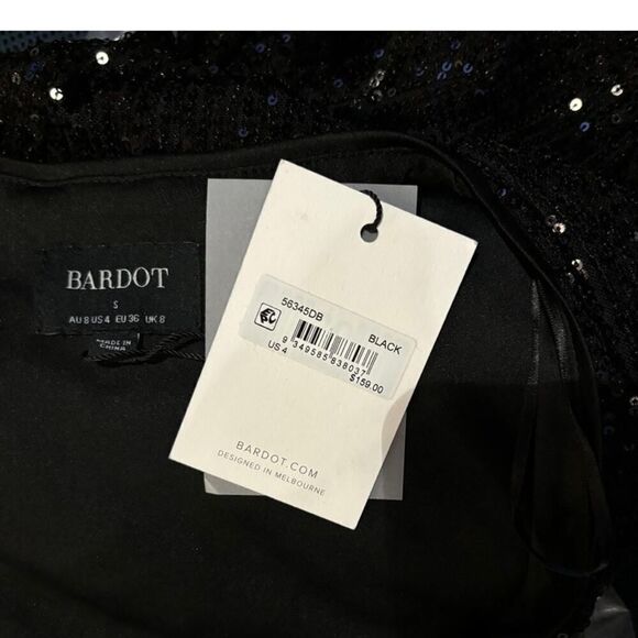 NWT BARDOT Black Sequined Short LBD Dress Cross-Front US 4 EU 36 RTL $159.00 - Picture 9 of 9